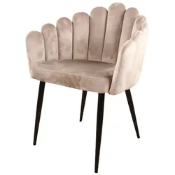 DS4U - Blumen Esszimmerstuhl Samt Champagner/Taupe