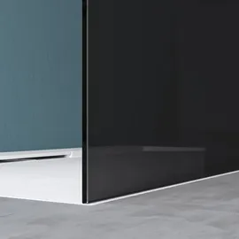 mai & mai Duschwand Duschabtrennung 2 Haltestange für Walk-In Dusche 130cm 8mm Grauglas ESG-Sicherheitsglas mit Nanobeschichtung Bremen01VG+2