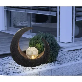 GLOBO Solarlampe Gartendeko Skulptur LED Mondsichel Solarleuchte Garten, Glaskugel Crackle, 2er Set