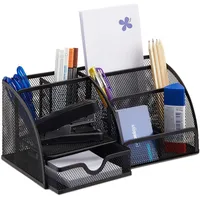 Relaxdays Schreibtischorganizer Metall Schwarz 6 St.