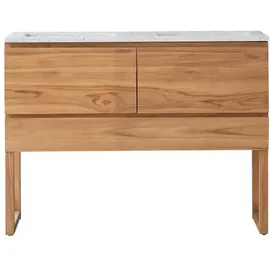 Tikamoon Edgar - Badezimmermöbel aus massivem Teakholz und Premium-Terrazzo Moon 120 cm