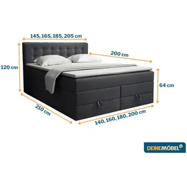 Deine Möbel 24 Boxspringbett 160 x 200 cm H3 Beige/Grau
