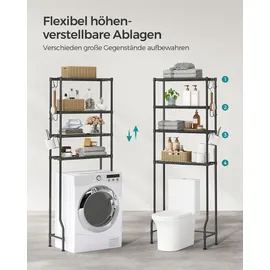 Songmics 4-stöckiges Toilettenregal, Badezimmerregal, verstellbare Ablagen - schwarz