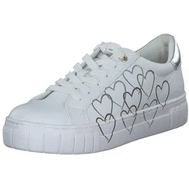Marco Tozzi Damen Sneaker flach mit Herzdetails Freizeit, Mehrfarbig (White/Gold), 37 EU