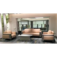 JV Möbel Moderne Ledergarnitur in Beige-Grau für Büro oder Lounge,