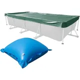 Evolution Abdeckplane mit 10 Luftkissen SET Rechteck 600x300cm Grün Übermaß Pool Winter