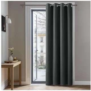 Deconovo Vorhänge Blickdicht Verdunklungsvorhang H214 x B132 cm Gardine mit Ösen Raumteiler Vorhang Wohnzimmer Thermogardine Wärmeisolierung Dunkelgrau, 1 Stück