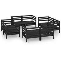 vidaXL 8-tlg Garten-Lounge-Set Schwarz Massivholz Kiefer