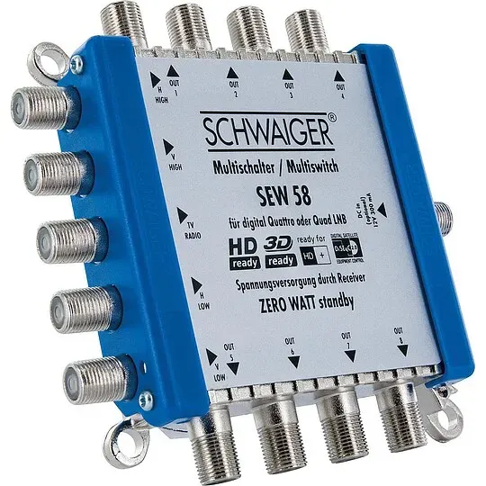Sat-Multischalter - 5 auf 8, eco passiv, Betrieb ohne Strom- anschluss