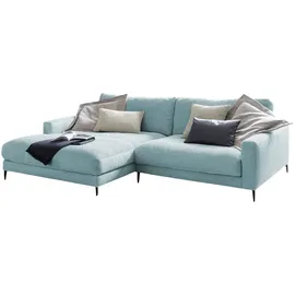 KAWOLA Ecksofa Cara Cord Recamiere links hellblau