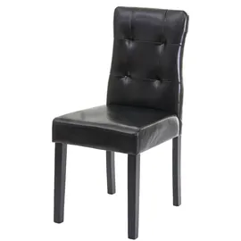 Mendler 4er-Set Esszimmerstuhl HWC-E58, Stuhl Essstühle, MVG-zertifiziert ~ Kunstleder schwarz, dunkle Beine