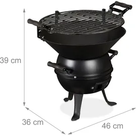 Relaxdays Grillfass Gusseisen 46 x 36 x 39 cm
