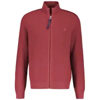 Lerros Leichte Strickjacke für Herren mit schmaler Rippstruktur - Light Garnet Red - XXL