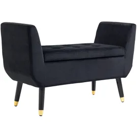 Homcom Luxus Sitzbank mit Stauraum Armlehnen Polsterbank mit Samtoptik, Sitztruhe mit Holzbeine, Truhenbank für Wohnzimmer Schlafzimmer Flur 107 x 42 x 65 cm,