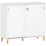 Lomadox Büro Schiebetürenschrank Abschließbar Sisak-80 In Weiß, B/h/t: Ca. 100,1/92,6/41 Cm