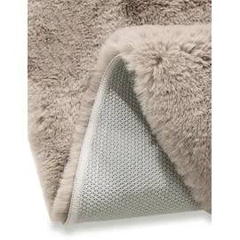 benuta nest Kunstfell-Teppich, Taupe, ø 180 cm rund