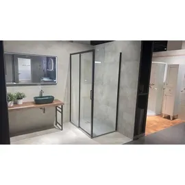 Swiss Aqua Technologies SAT TEX Rechteckige Duschkabine mit Schiebetür rechts 120 x 195 cm schwarz/matt SIKOTEXDBB120S80