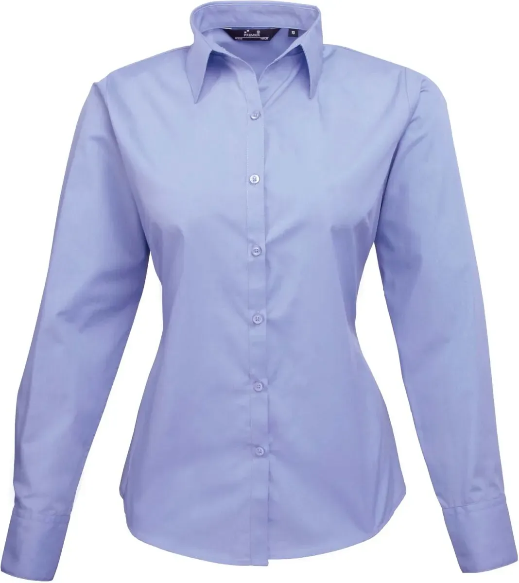 Premier Workwear Damen Popeline Bluse langarm PR300 mid blue 36 (XS/8)