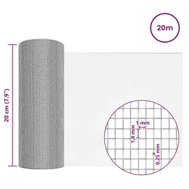 vidaXL Drahtgeflecht 20 x 2000 cm 18 Mesh Silber