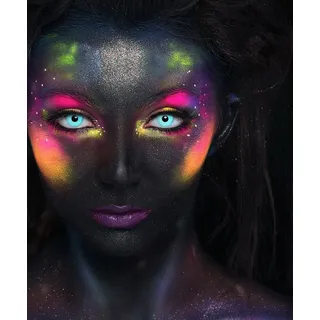 aricona Kontaktlinsen Schwarzlicht Neon Reflektieren Halloween, ohne Stärke - Farbige Kontaktlinsen mit UV Spezialeffekt für Karneval, Fasching, Cosplay, 2 Stück