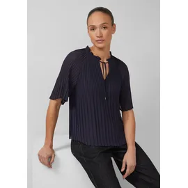 s.Oliver Festliche Chiffon-Bluse mit Plissee und Rüschen Blau 40