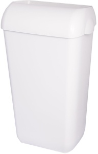 JM-Metzer Abfallbehälter, Wandmülleimer mit Deckel, 45 Liter, ABS-Mülleimer zur Wandmontage geeignet, Wandhalterung im Lieferumfang enthalten, Farbe: weiß