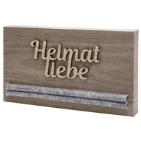 Schlüsselbrett, Schlüsselbrett aus Holz und Filz mit aufgesetztem Schriftzug, Thema HEIMATLIEBE, Material Holz, Farbe Natur, Schrift-Relief, Maße 24 x 14 cm, hoher Neidfaktor