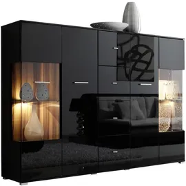 Innostyle Highboard 143 x 150 x 42 cm Weiß / Pinie hell / Artisan Eiche Optik