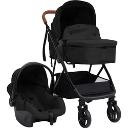 3-in-1 Kinderwagen Anthrazit und Schwarz Stahl