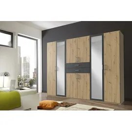 WIMEX Kleiderschrank WIMEX "Diver Drehtürenschrank mit Spiegel, 180, 225 o. 270cm breit", grau (artisan eiche, graphit, griffe alu), B:270cm H:207cm T:58cm, Schränke, Kleiderschrank, Bestseller Schlafzimmerschrank wahlweise 3 Innenausstattungen, Topseller