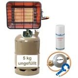 BlueCraft Heizstrahler, 4200 W, Infrarot Gas-Aufsteckstrahler Heizstrahler + Gasflasche 5 kg leer silberfarben