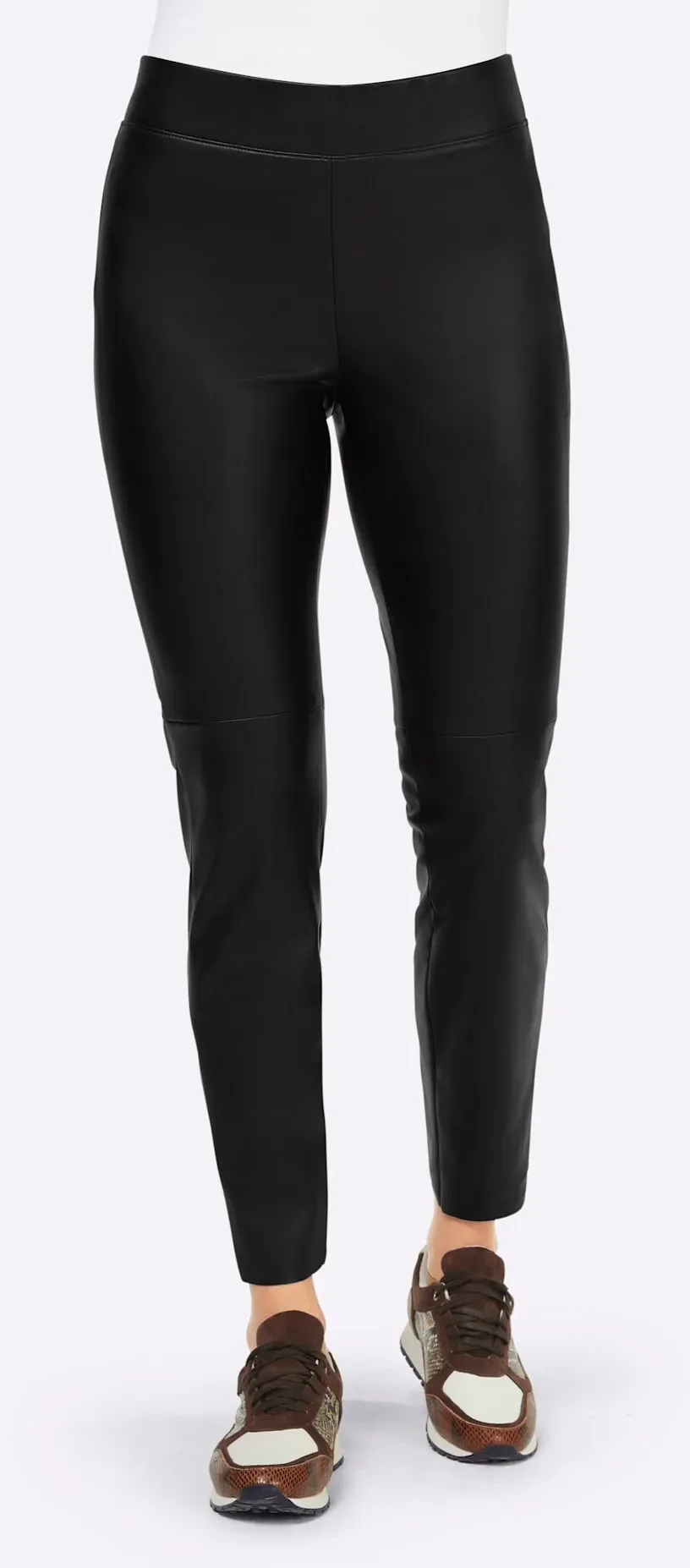 Lederimitathose HEINE, Damen, Gr. 42, Normalgrößen, schwarz, 100% Polyester, unifarben, 7/8-Länge, Hosen