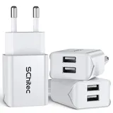 SCHITEC USB Ladegerät Netzteil Stecker, 3Pack 2 Port 5V / 2.1A USB Netzstecker Ladeadapter Handy Ladestecker kompatible mit iPhone 11 X 8 7 Samsung Galaxy S10 S9 S8 Huawei LG Tablet und mehr (Weiß)