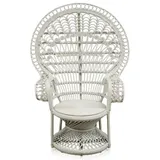 Casa Padrino Luxus Rattan Sessel Weiß 114 x 80 x H. 150 cm - Vintage Möbel
