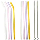 La Vague Wiederverwendbares Glastrinkhalm-Set 4 St. Bunt