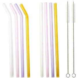 La Vague Wiederverwendbares Glastrinkhalm-Set 4 St. Bunt
