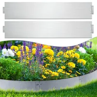 Ikodm Rasenkante Metall 15m-15 stück 18cm Verzinkt Mähkante Metall Anpassbare Flexibel Beetumrandung Beeteinfassung für Gartenpflanzen Gemüseanbau Floral