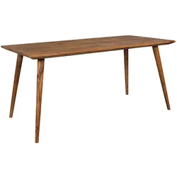 KADIMA DESIGN Massivholz Esstisch "SAVIO": Retro Landhausstil, handgefertigt, Sheesham-Holz, verschiedene Größen, Braun mit Maserungen.