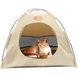 MoYouno Haustiere Hundezelt Katzenzelt, Tipi Zelt für Haustiere mit Kissen, Katzen, kleines Hundebett, mit kühlenden Bettmatten, für Hunde, Katzen, Haustiere, Sommerschlafend(beige)