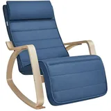 Songmics Schaukelstuhl 67 x 121,5 x 84 cm Blau/Braun mit verstellbarer Fußstütze