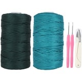 XIEJ 2 Stück Makramee Garn 2mm, Nylonschnur Makramee Garn Set, Premium Polyester Macrame Cord Polypropylene Yarn, Makramee-Kordel für DIY Handwerk, Strickwaren (Grün)