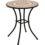DEGAMO Bistrotisch LUCCA 60cm rund, Eisen schwarz und Mosaik terracottafarben