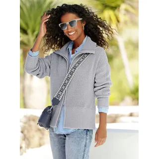 Heine Strickjacke HEINE, Damen, Gr. 34, grau (steingrau, meliert), 100% Baumwolle, unifarben, Langarm, Strickjacken