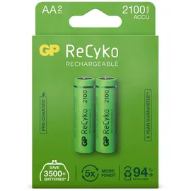 GP Batteries ReCyko Mignon AA NiMH 2100mAh, 2er-Pack (120210AAHCE-C2)