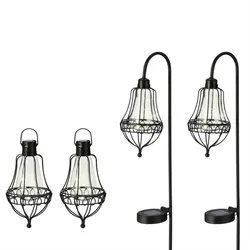 LED Solar Laternen Gartenstecker hängend Erdspieß Solarleuchten Sensor 4St.