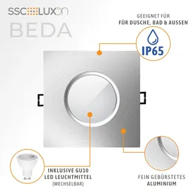 SSC-LUXon LED Einbaustrahler Außen dimmbar 'BEDA' Alu eckig mit GU10 Strahler 6,5W neutralweiß - Spot Einbau Badbeleuchtung IP65