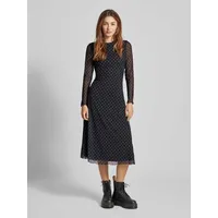 Tom Tailor Mesh Midi Kleid mit Punkten, Black, XS