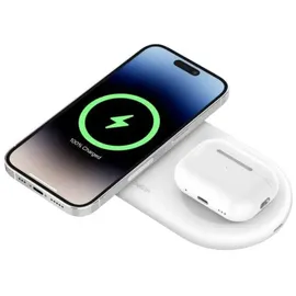 Belkin BOOST CHARGE PRO 2in1 Ladepad Qi2 15 Watt kabellos magnetisch USB-C Kabel u. Netzteil weiß