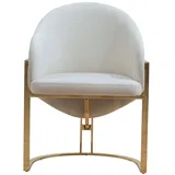 Casa Padrino Luxus Esszimmer Stuhl mit Armlehnen Weiß / Gold H. 84 cm