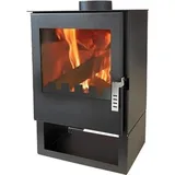 Verso 3 Holzofen 5 kW, 80,2% hoher Wirkungsgrad, kompakte Stahlkörper-Oberplatte (kein Gusseisen), Kaminofen mit Holzspeicher für 60-80 m3, Eco Low Emissionen, 150 mm Rauchabzug